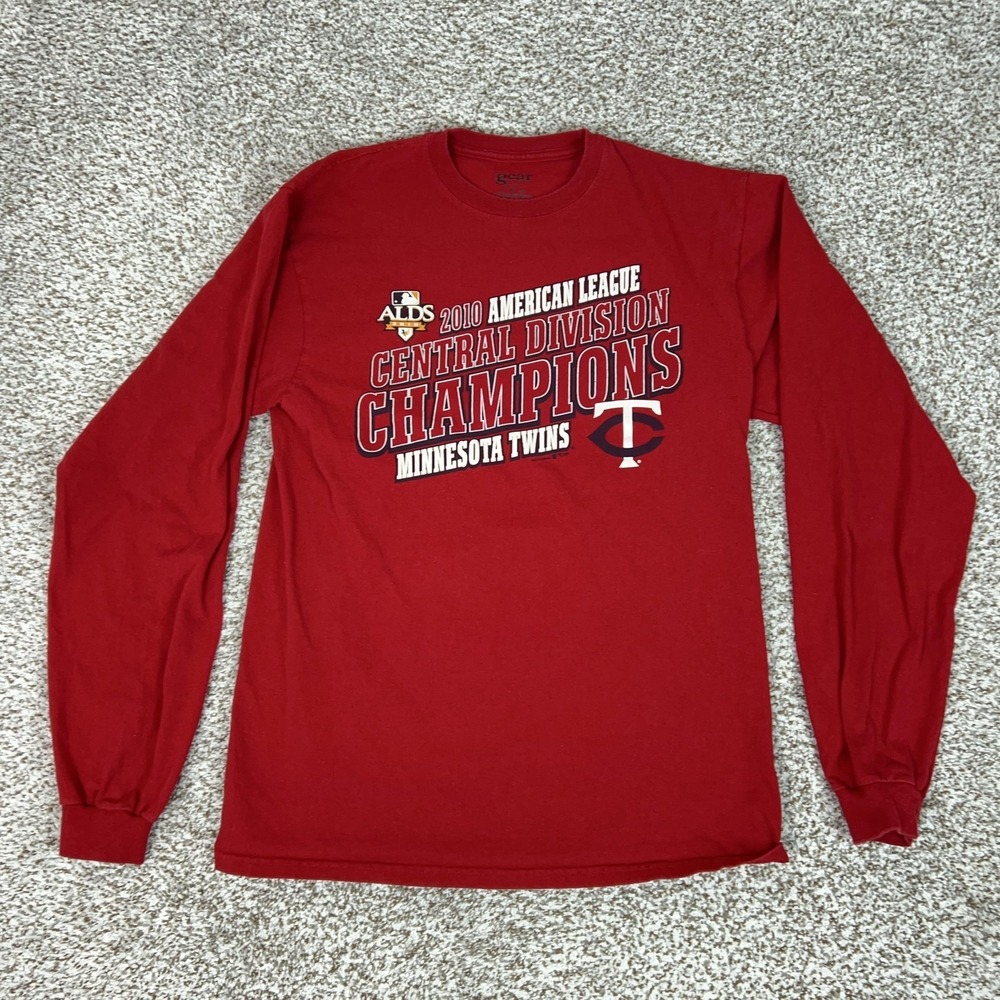 Minnesota Twins Shirt Mens Medium Red MLB Baseball 2010‎ Division Playoffs Tee T